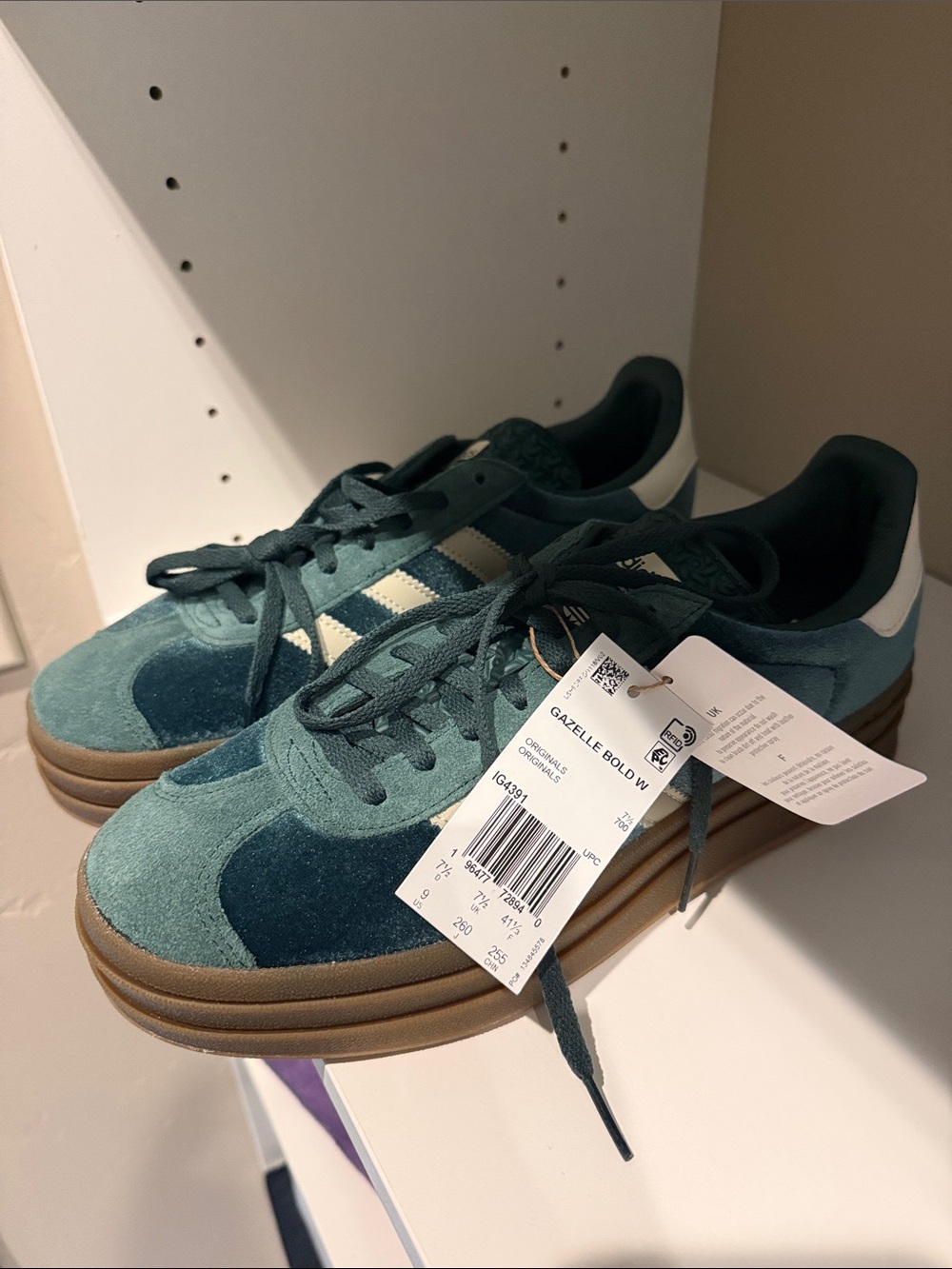 adidas Teal and Dark Teal Suede Sneakers with Gum Sole